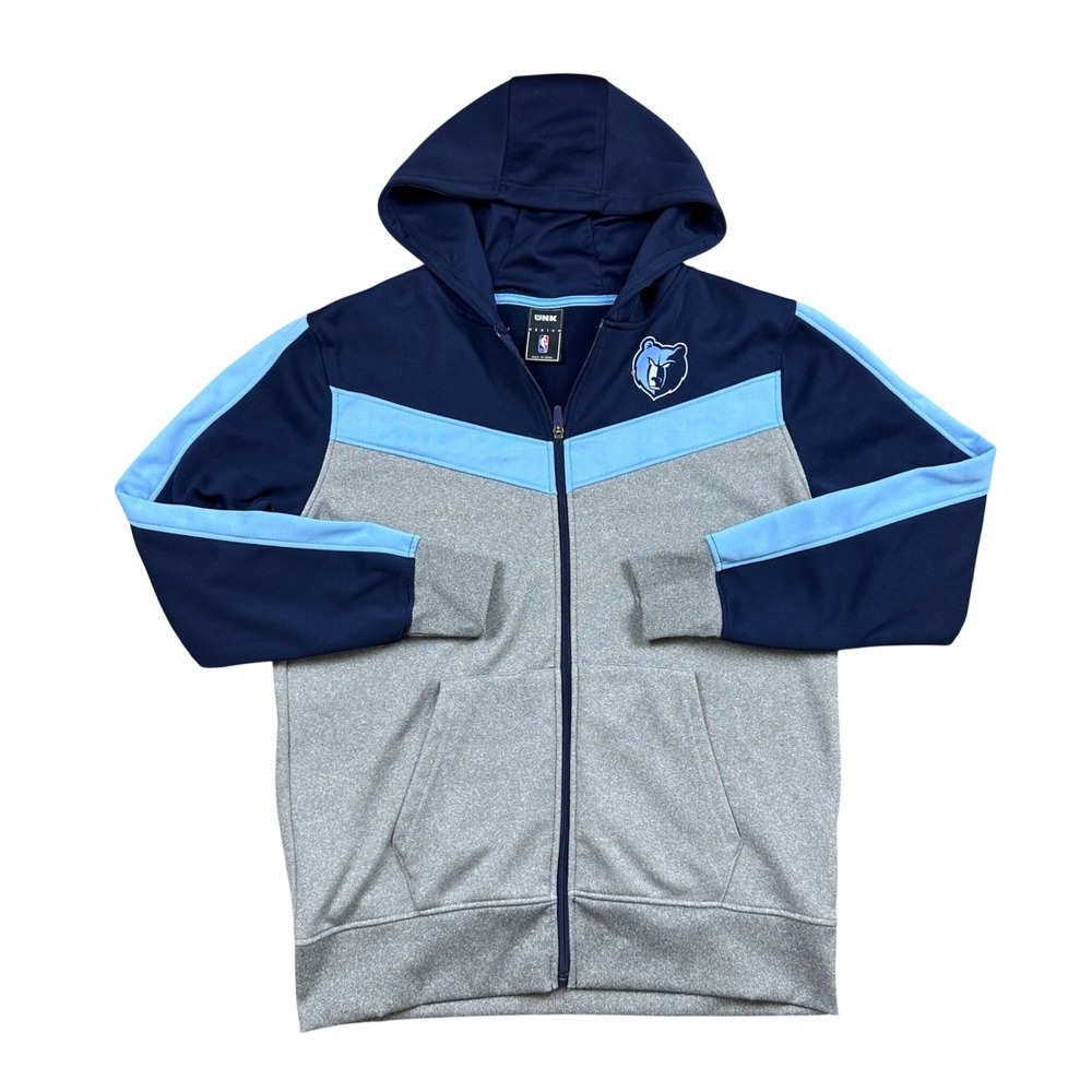 UNK NBA Memphis Grizzlies Full Zip Hoodie Navy Blue‎ Grey Mens Medium Jacket